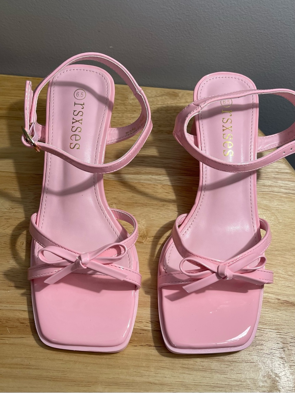 Pink Bow Ankle-Strap Heels